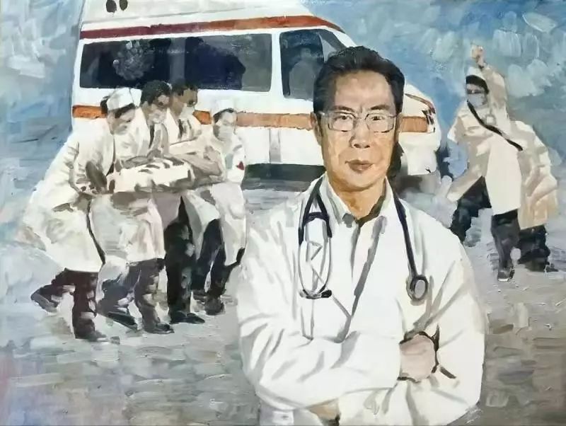 黑白画展现以钟南山为代表的医护人员的伟岸形象,用女书书写助力抗击